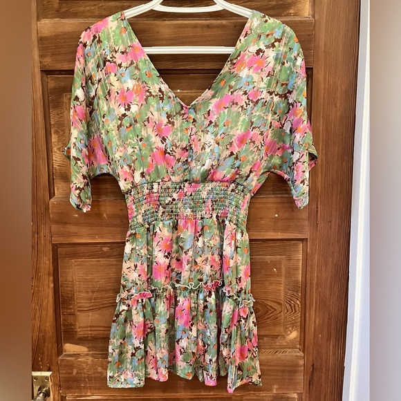 Fanco floral mini dress with open back. Size Small. Never worn. - Picture 1 of 3